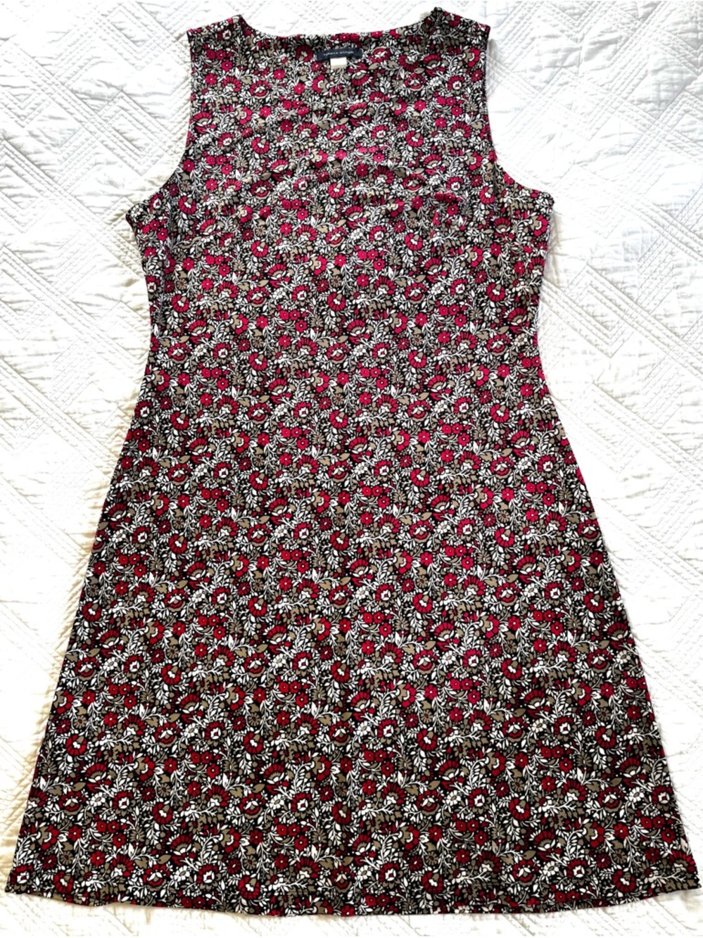Tommy Hilfiger Sleeveless Floral Midi Dress in Fuchsia Black White Tan Sz 10 Y2K